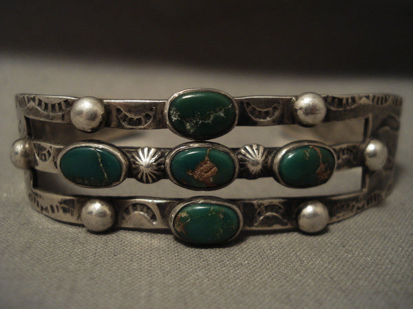 Early 1900;s Vintage Navajo Cerrillos Turquoise Silver Ingot Bracelet