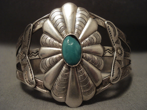 Early 1900's Vintage Navajo Turquoise Silver Sheild Bracelet