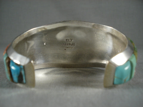 Mosaic Turquoise Wall Navajo Silver Bracelet