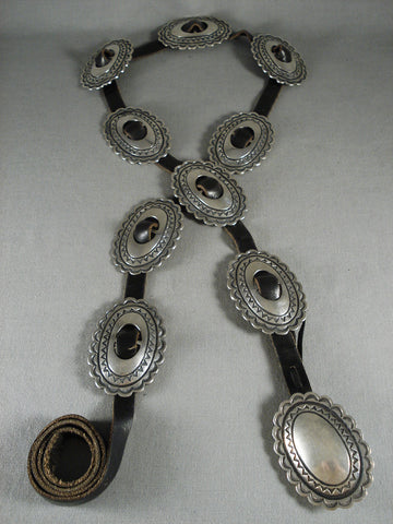 Museum Vintage Navajo Hand Pounded Sterling Silver Concho Belt