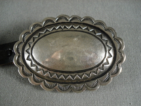 Museum Vintage Navajo Hand Pounded Sterling Silver Concho Belt