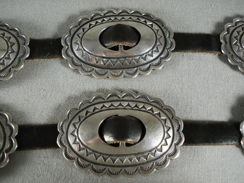 Museum Vintage Navajo Hand Pounded Sterling Silver Concho Belt