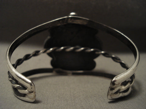 Huge Vintage Navajo 'Domed Tiger Eye' Sterling Silver Bracelet