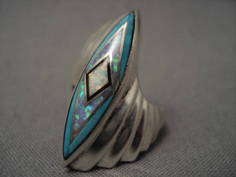 Museum Vintage Jerr Nelson Opal Turquoise Silver Ring