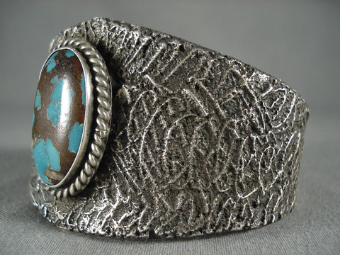 Museum Navajo Bisbee Turquoise 'Fantasy Dream' Silver Bracelet