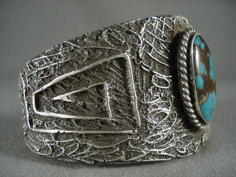 Museum Navajo Bisbee Turquoise 'Fantasy Dream' Silver Bracelet