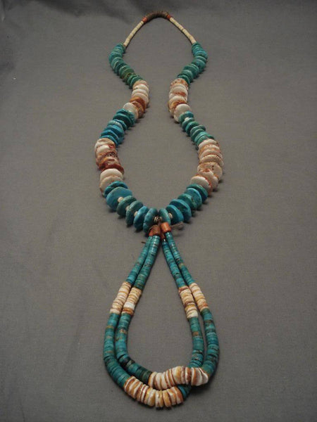 Long Vintage Santo Domingo 22 Turquoise Necklace