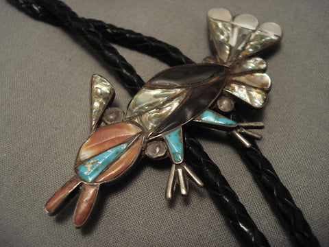 Very Old Zuni Bird Silver Bolo Tie