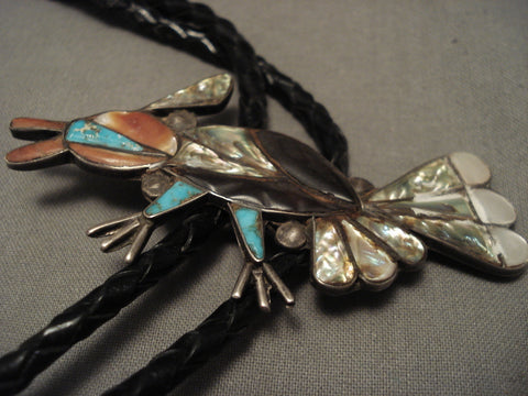 Very Old Zuni Bird Silver Bolo Tie