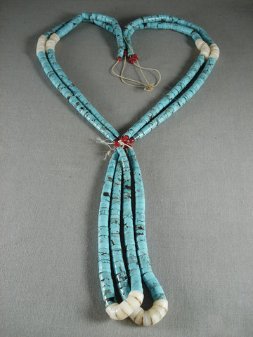 Striking Vintage Navajo Spider Turquoise Necklace