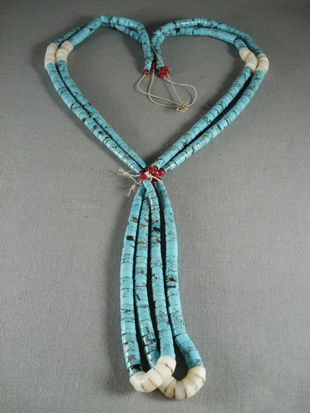 Striking Vintage Navajo Spider Turquoise Necklace