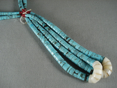 Striking Vintage Navajo Spider Turquoise Necklace