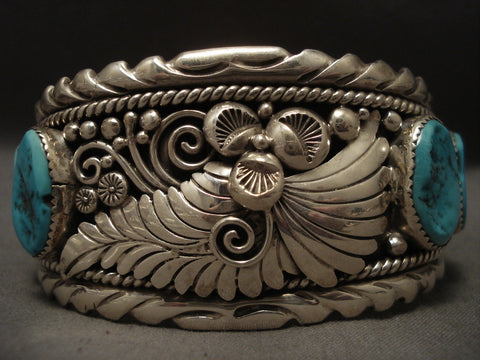 100 Gram Old Navajo leaves Galore Silver Bracelet