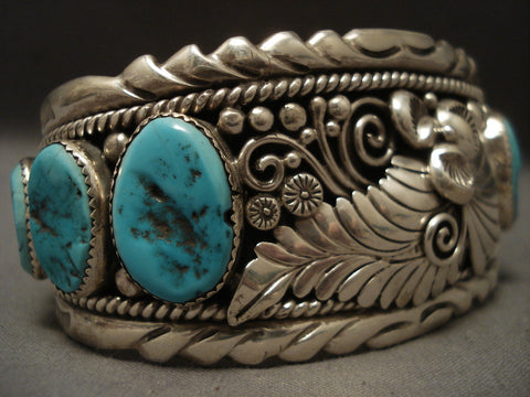 100 Gram Old Navajo leaves Galore Silver Bracelet