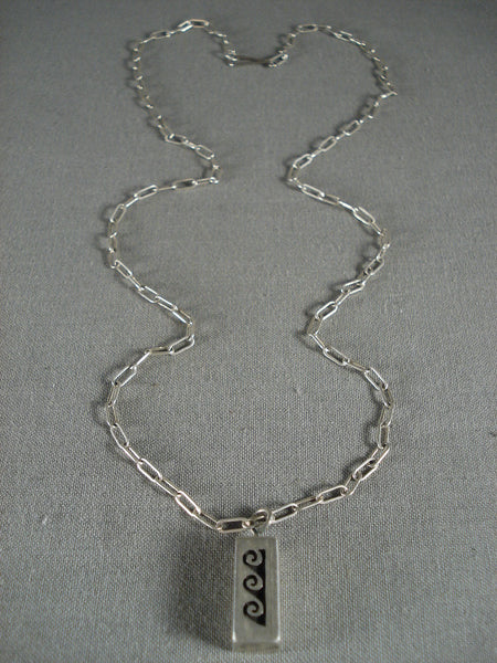 Striking Vintage Hopi Silver Wave Necklace