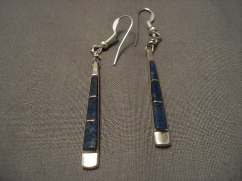 Cute And Incredible Old Zuni Denim Lapis Silver Necklace Set