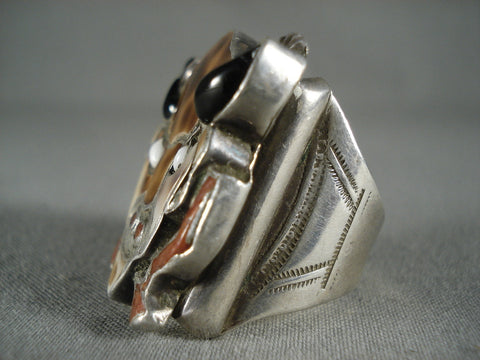 24 Grams Colossal Vintage Zuni Buffalo Head Silver Ring