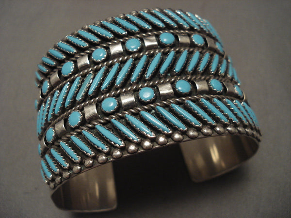 The Largest Old Zuni slanted Turquoise Silver Bracelet