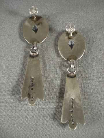 Hand Tooled Navajo Silver Dangling Earrings-expert Stampings