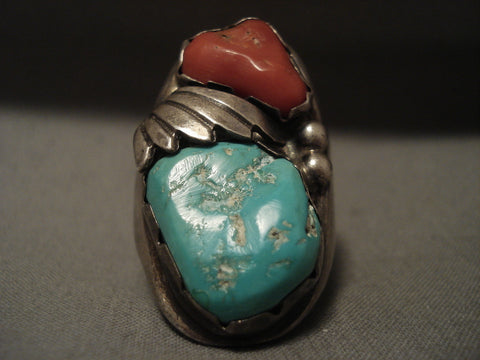 One Of The Heaviest Vintage Zuni/ Navajo Turquoise Silver Ring- 45 Grams!!!!!