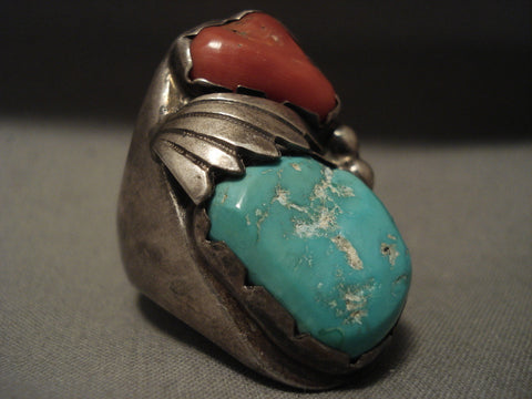 One Of The Heaviest Vintage Zuni/ Navajo Turquoise Silver Ring- 45 Grams!!!!!