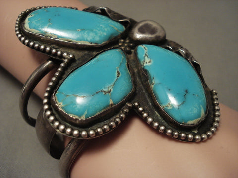 Opulent Vintage Navajo 'Giant Persin' Turquoise Silver Bracelet