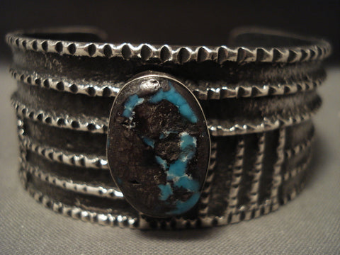 Museum Vintage Navajo Bisbee Turquoise Silver Bracelet