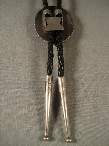 Museum Vintage Zuni rain Dance Silver Bolo Tie