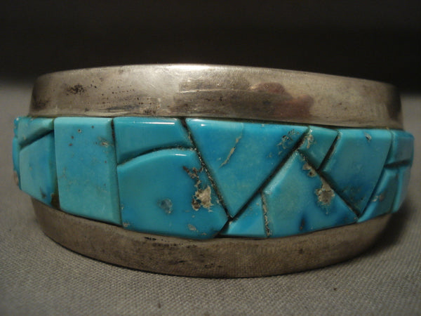 Very Important Vintage Navajo Yaqui Na Na Ping Turquoise Silver Bracelet