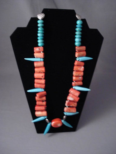 Bizarre Vintage Santo Domingo Coral Turquoise Necklace