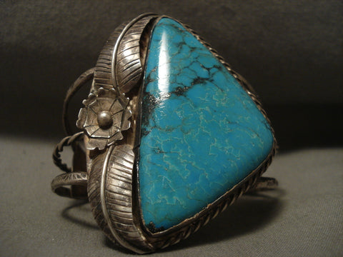 One Of The Most Amazing Vintage Navajo Crow Springs Turquoise Silver Bracelet