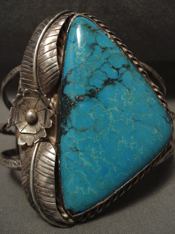 One Of The Most Amazing Vintage Navajo Crow Springs Turquoise Silver Bracelet