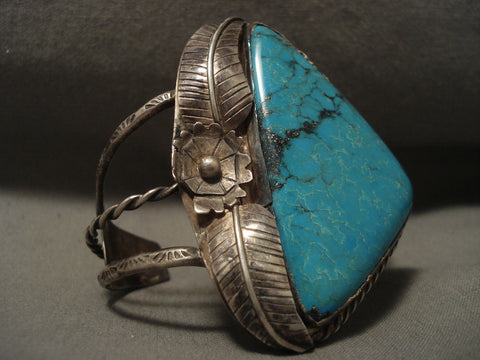 One Of The Most Amazing Vintage Navajo Crow Springs Turquoise Silver Bracelet