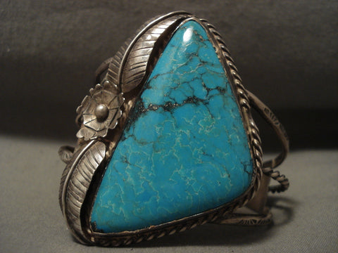 One Of The Most Amazing Vintage Navajo Crow Springs Turquoise Silver Bracelet