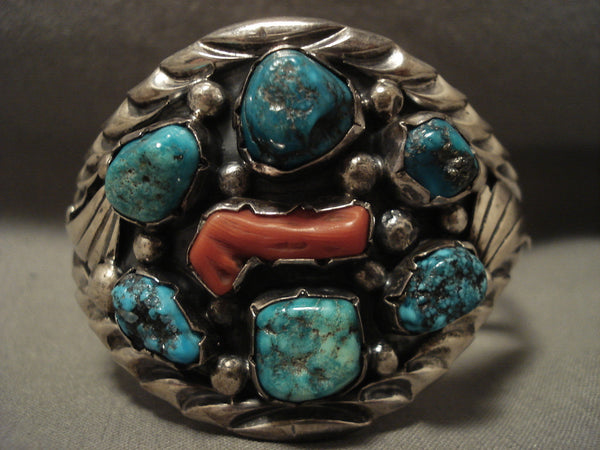 Uber Chunky Vintage Navajo Max Largo Turquoise Silver Bracelet