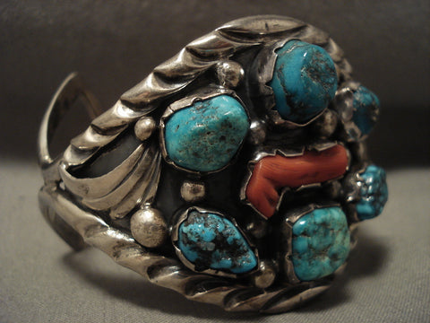 Uber Chunky Vintage Navajo Max Largo Turquoise Silver Bracelet