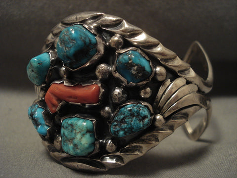 Uber Chunky Vintage Navajo Max Largo Turquoise Silver Bracelet