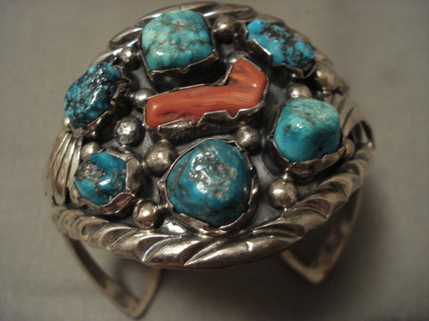 Uber Chunky Vintage Navajo Max Largo Turquoise Silver Bracelet