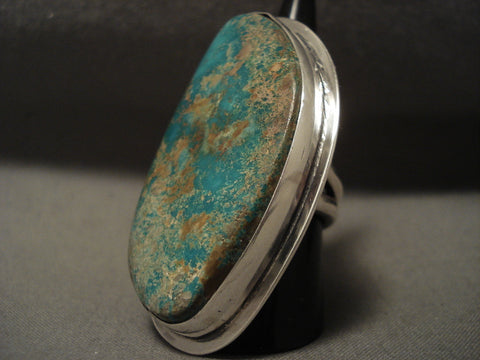 One Of The Biggest Vintage Navajo Royston Turquoise Silver Ring