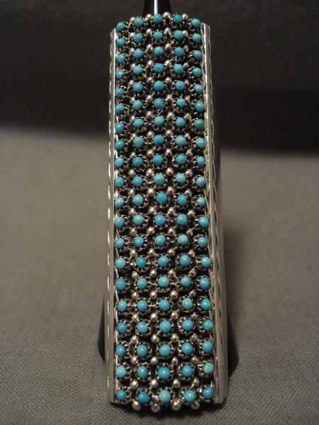 Towering Snake Eyes Turquoise Zuni Sterling Silver Ring