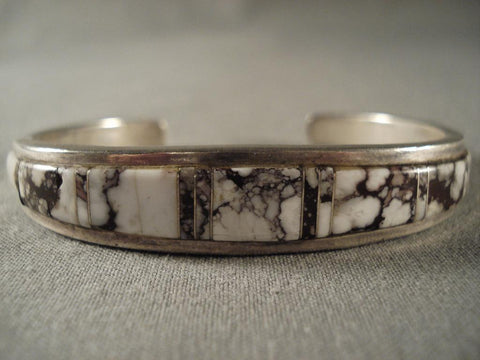 Important Navajo Silver White Buffalo Turquoise Bracelet