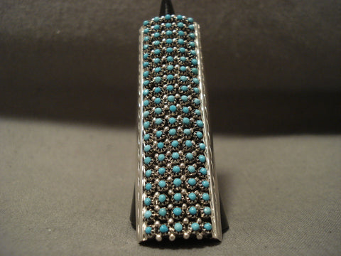 Towering Snake Eyes Turquoise Zuni Sterling Silver Ring