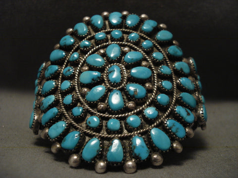 Very Old And Large Navajo Turquoise Silver Bracelet