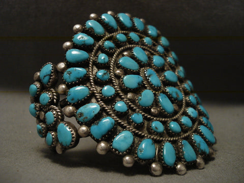 Very Old And Large Navajo Turquoise Silver Bracelet