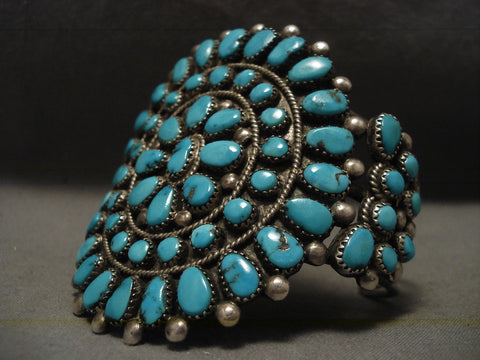 Very Old And Large Navajo Turquoise Silver Bracelet