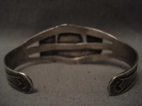 Very Old Vintage Navajo Hachita Turquoise Silver Bracelet