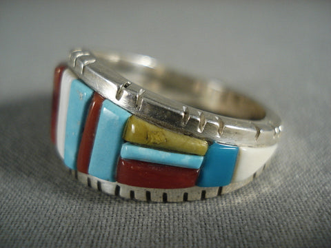 Important And Amazing Modernistic Navajo Turquoise Spiny Oyster Ring