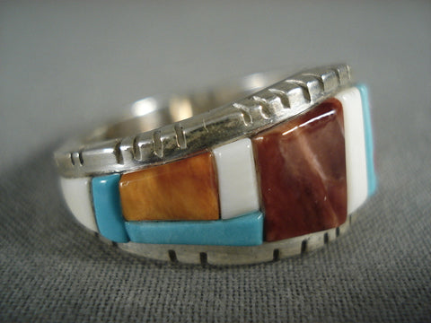 Important And Amazing Modernistic Navajo Turquoise Spiny Oyster Ring