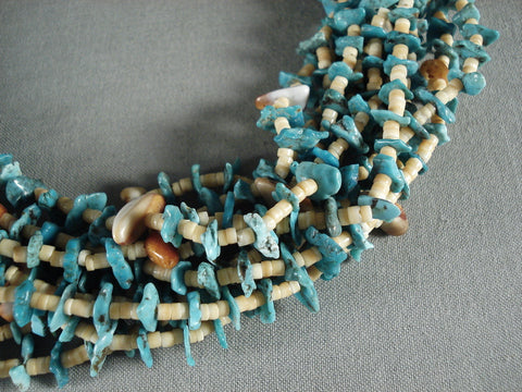 So Beautiful Navajo 154 Gram Blue Turquoise Hiehsi Expert Woven Necklace