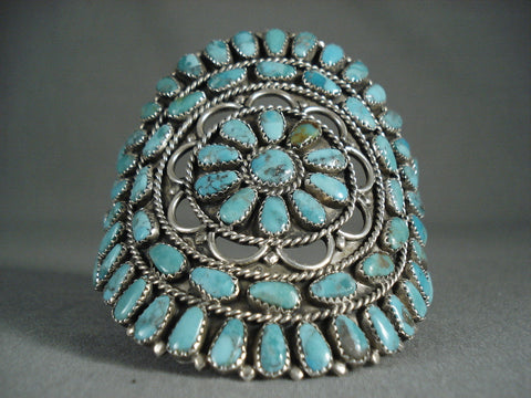 Museum Towering Navajo 'Wave' Turquoise Silver Bracelet